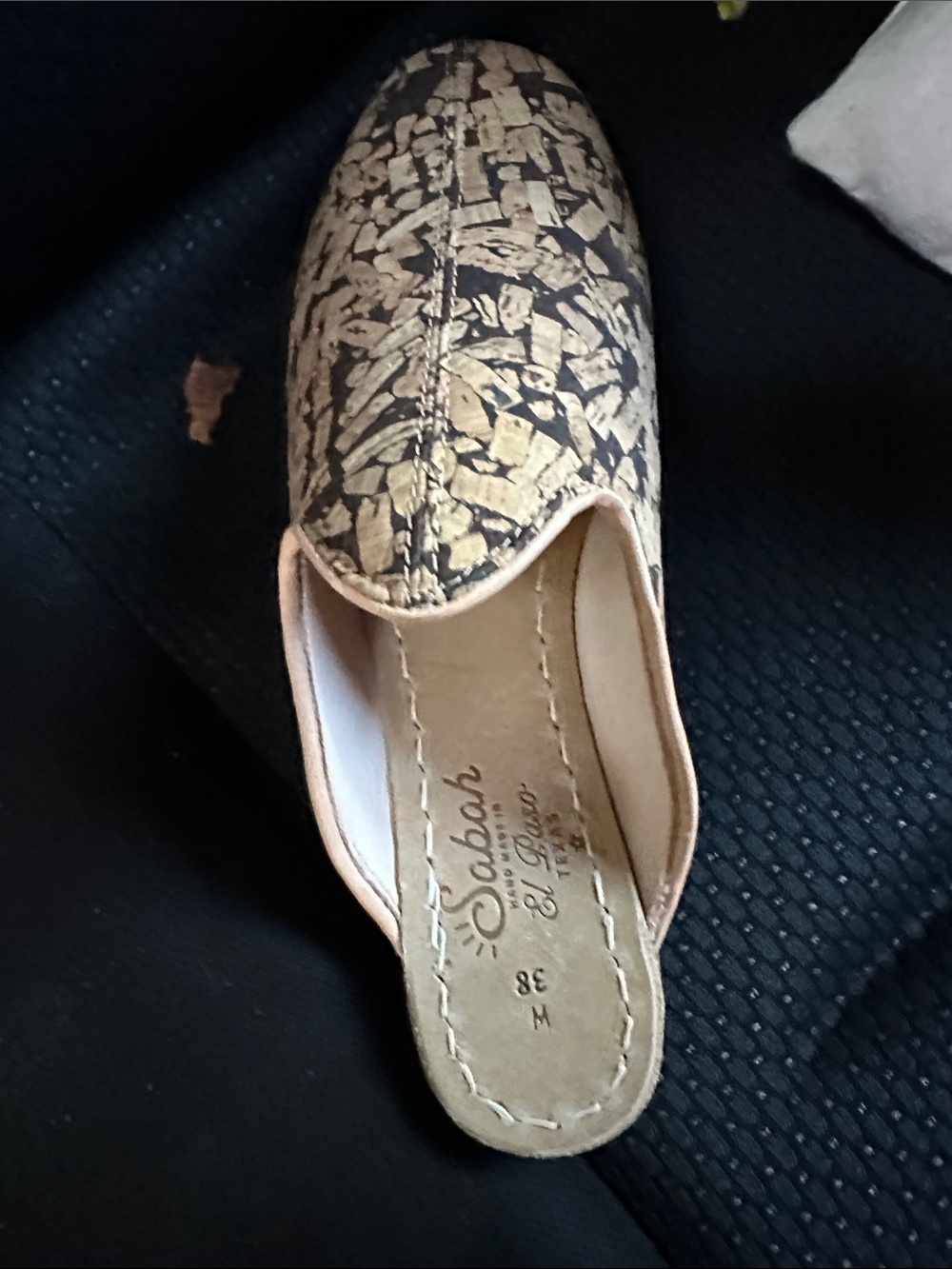 Sabah Black and Gold Patterned Backless Mules